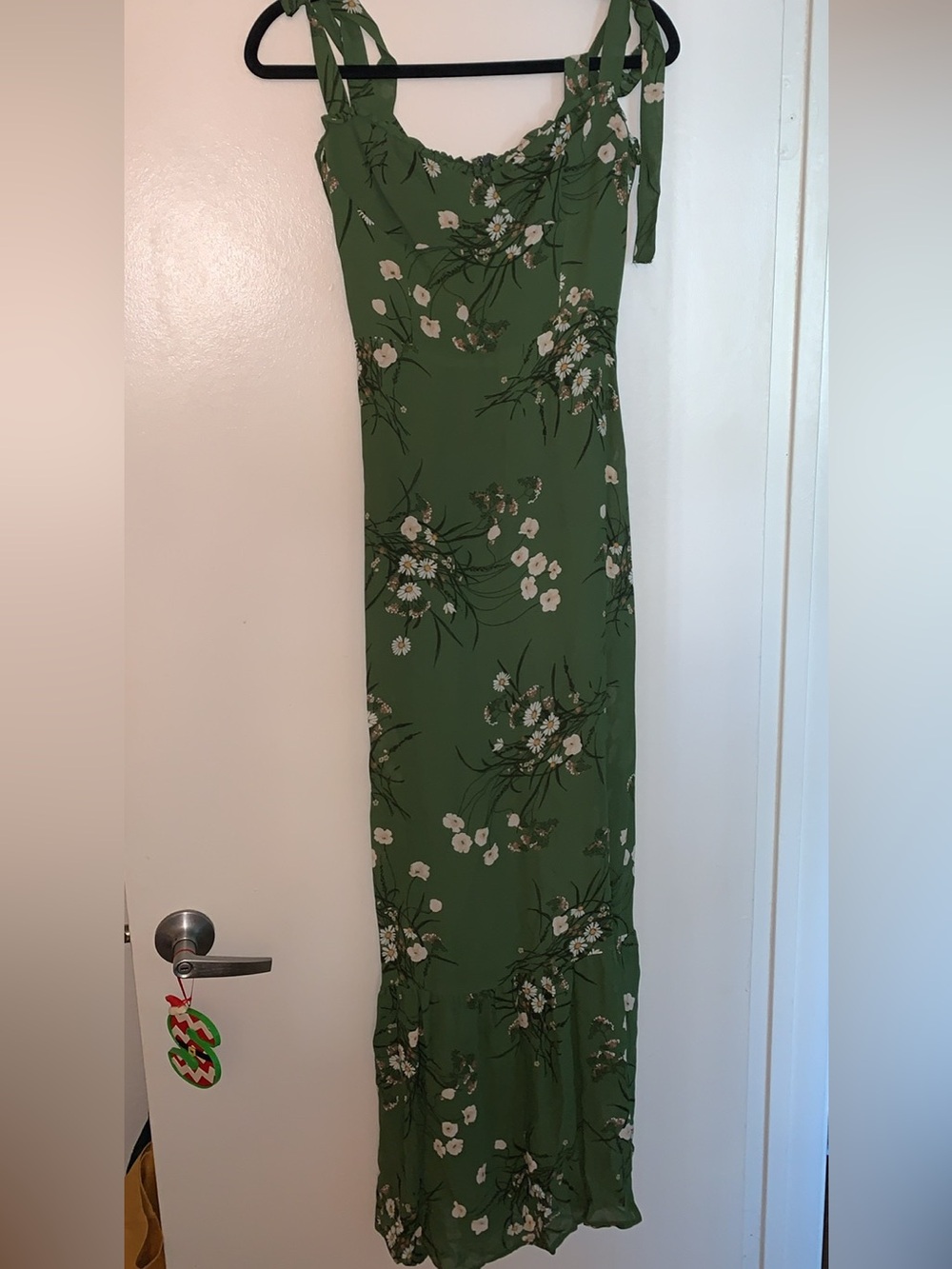 Reformation Green Floral Tie-Shoulder Maxi Dress - Picture 3 of 7